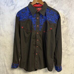 Senor De Los Cielos Western Button Up Shirt Mens XL 23.5x28.5 Cowboy Embroidered